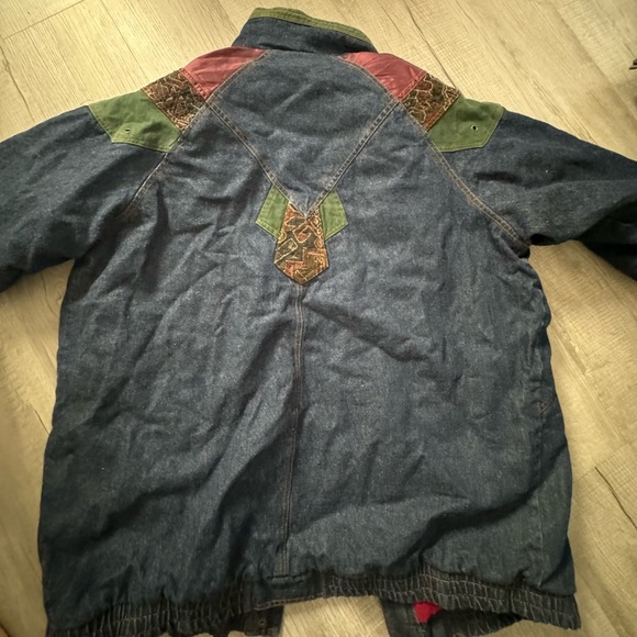 Vintage Jacket Patchwork Tapestry Denim Coat Size Womens XL Hunters Run - Picture 5 of 5